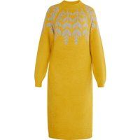 Strickmaxikleid mit floraler Intarsie