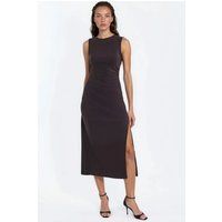 Ärmelloses Bengaline-Midikleid mit Schlitz