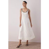 Midikleid mit Kontrastpaspel und Teilungsnähten
