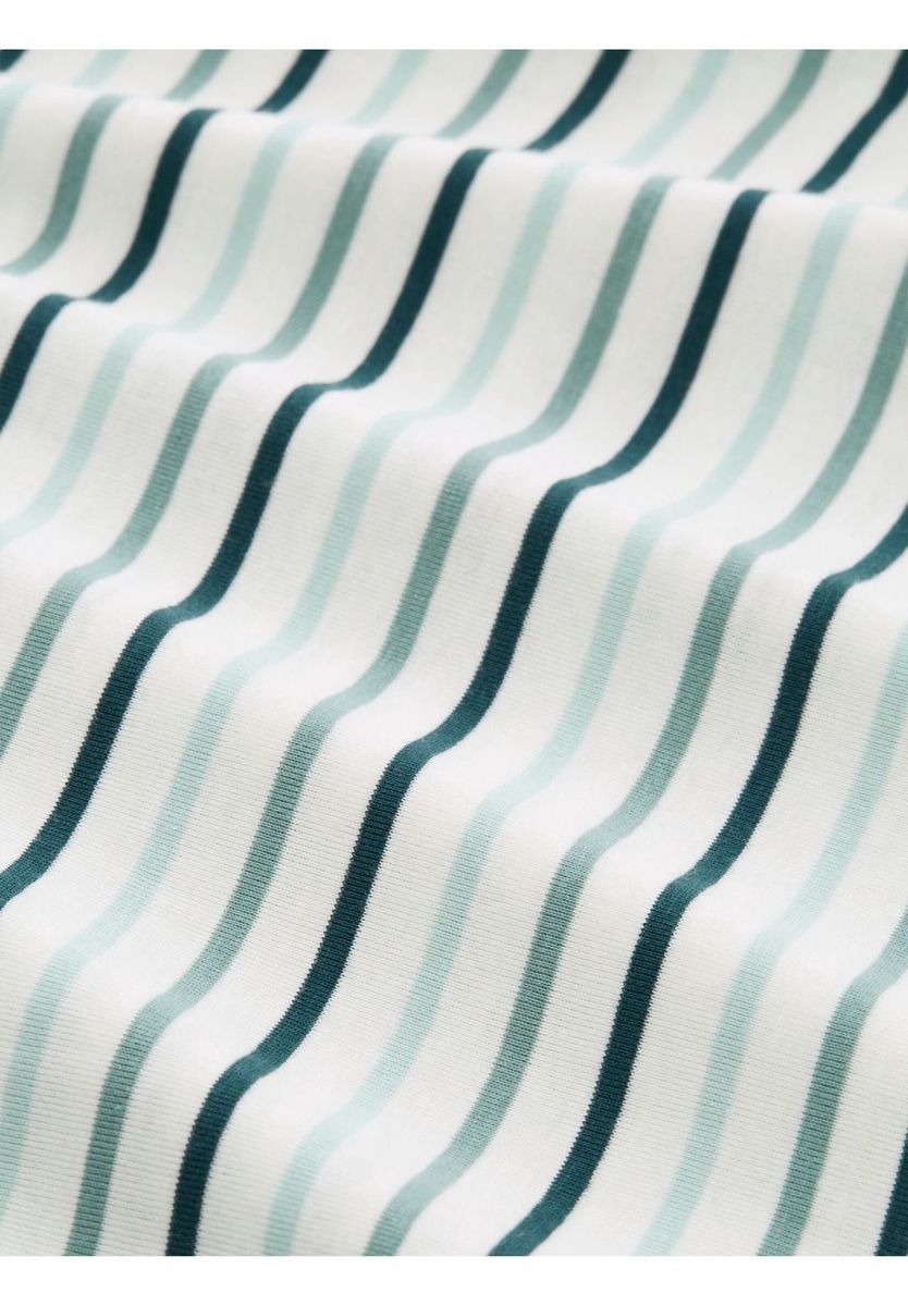 Gestreiftes Dreiviertelarm-Bootausschnitt-Top