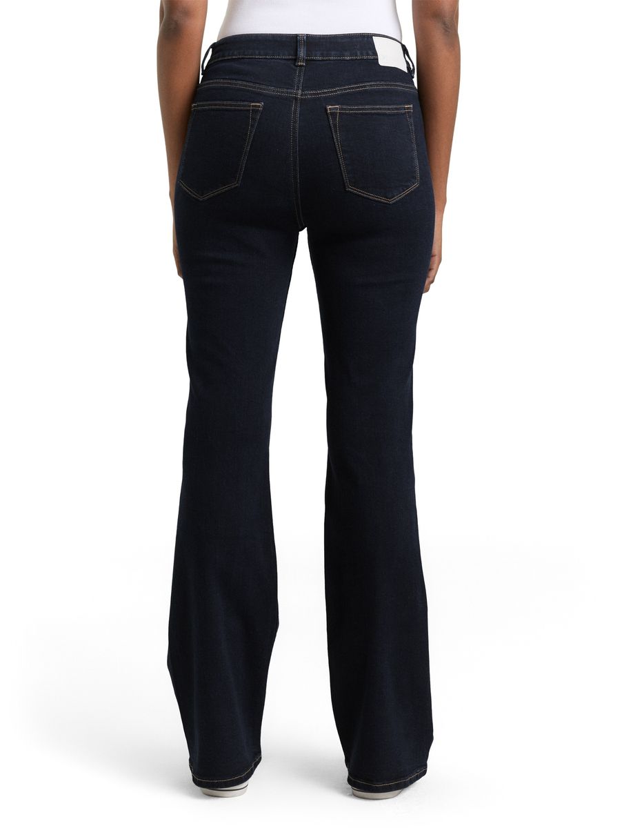 Hochtaillierte Bootcut-Jeans mit aufgesetzten Taschen
