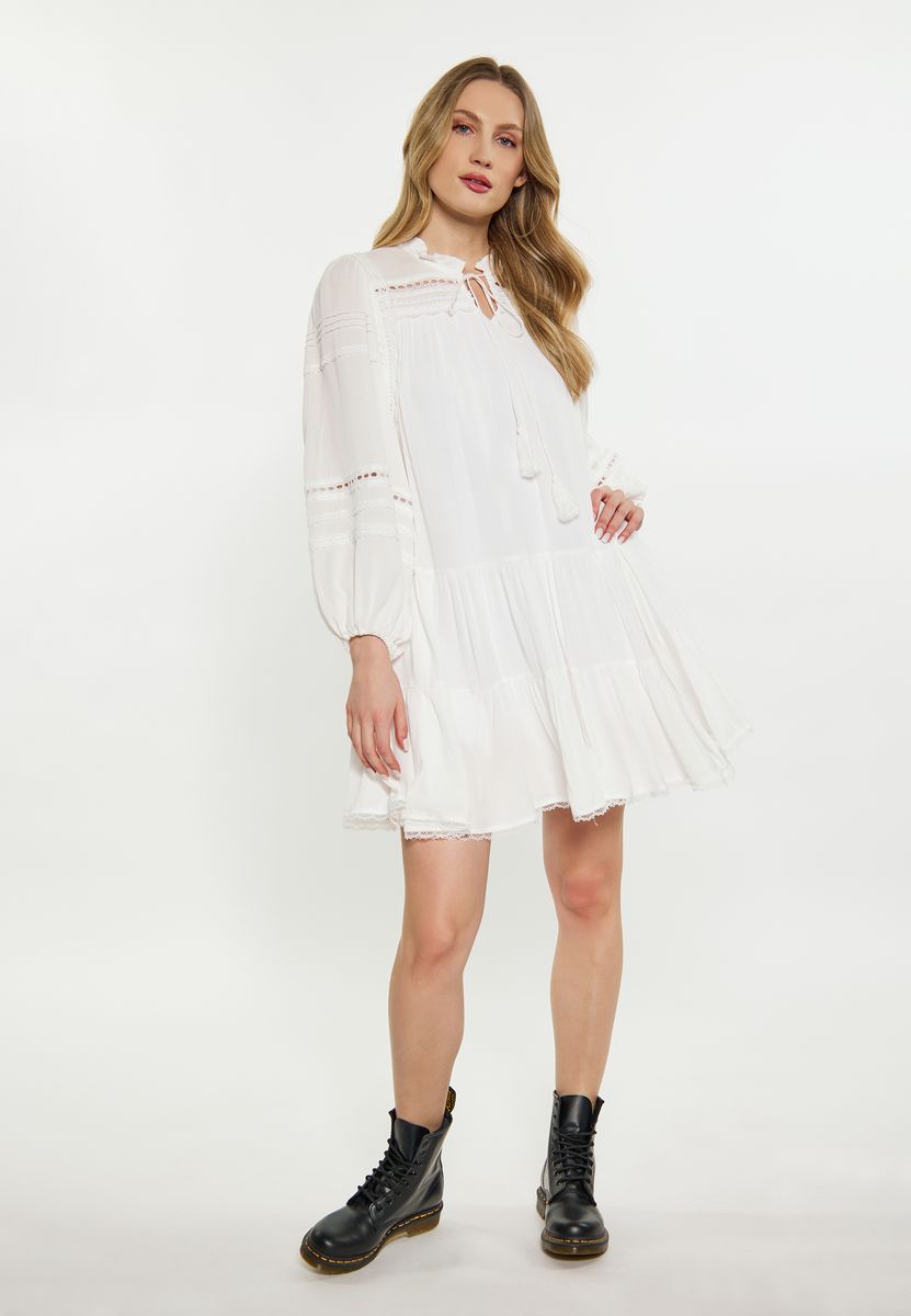 Fließendes Boho-Tunika-Kleid mit Spitze