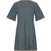 Strukturiertes Denim-Minikleid mit Fransenrand