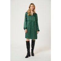 Smock-Kleid mit metallischem Blattmuster