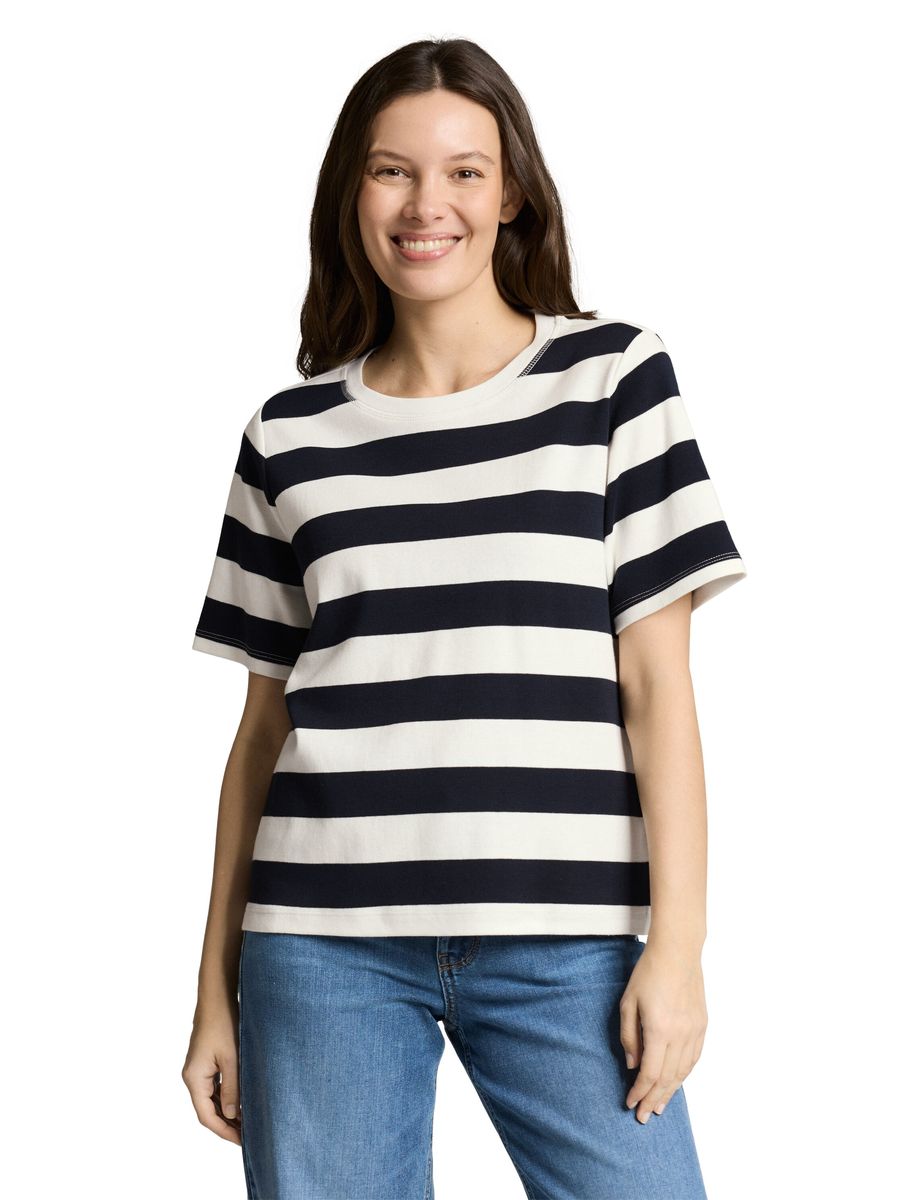 Gestreiftes Baumwoll T-Shirt