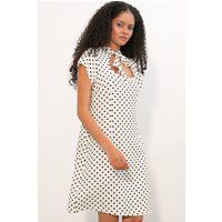 A-Linien-Kleid mit Polka-Dots und Schleife