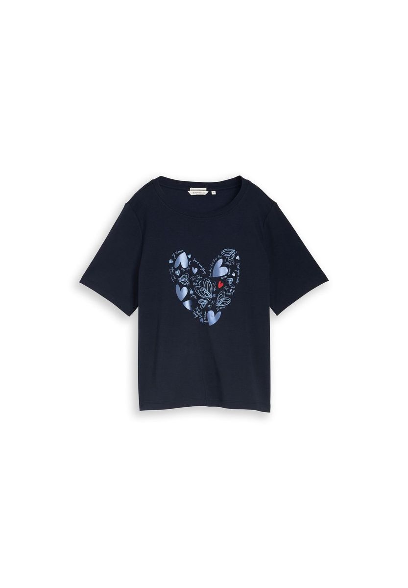 Grafisches Herz Baumwoll T-Shirt