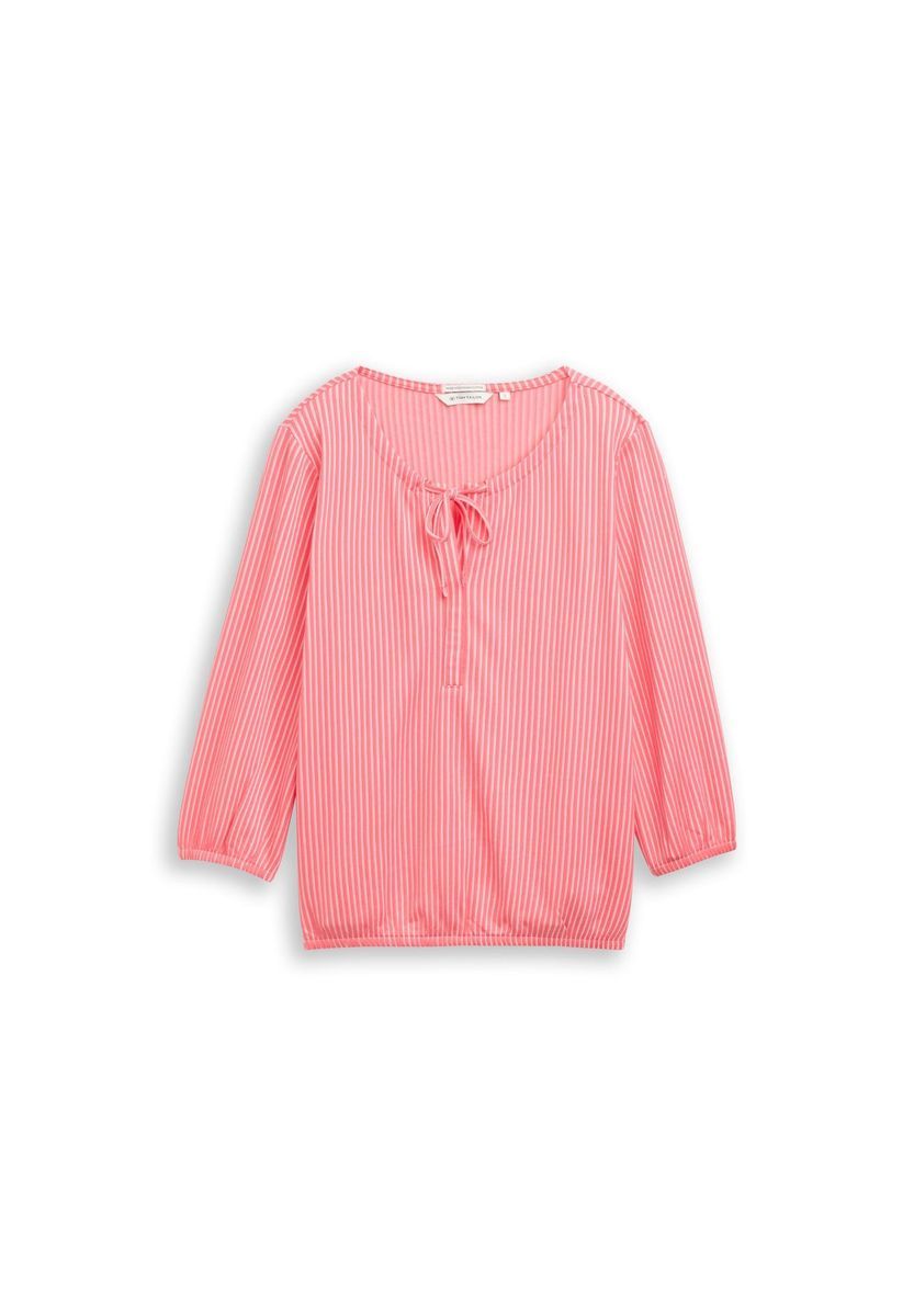 Gestreifte Bluse mit langen Ärmeln und Bindeband