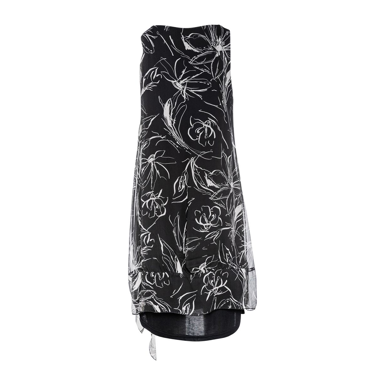 Ärmelloses doppellagiges Blumenkleid