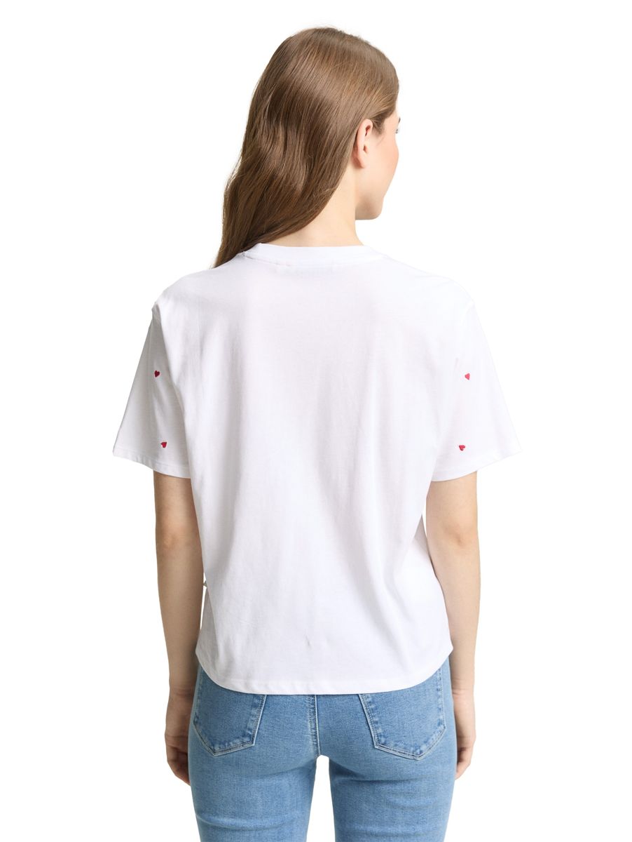 Locker geschnittenes T-Shirt mit Herzmuster