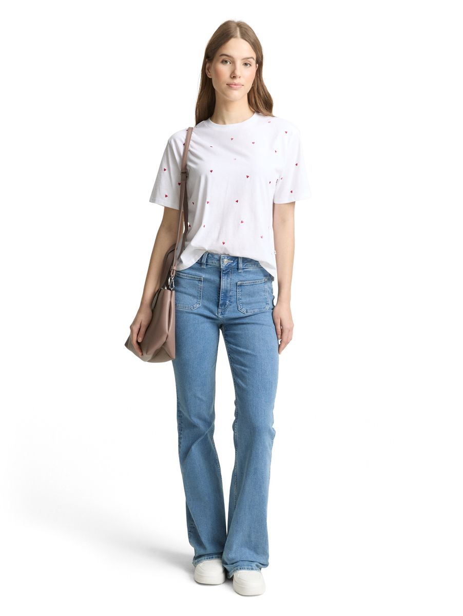 Locker geschnittenes T-Shirt mit Herzmuster