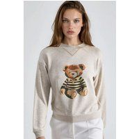 Strick-Sweatshirt mit Teddybär-Grafik