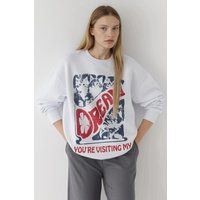 Pullover mit Retro-Katzen-Grafikprint