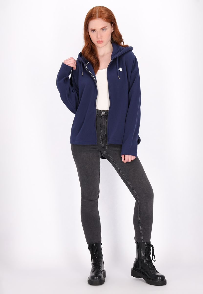 Zip-Hoodie mit geschwungenem Saum