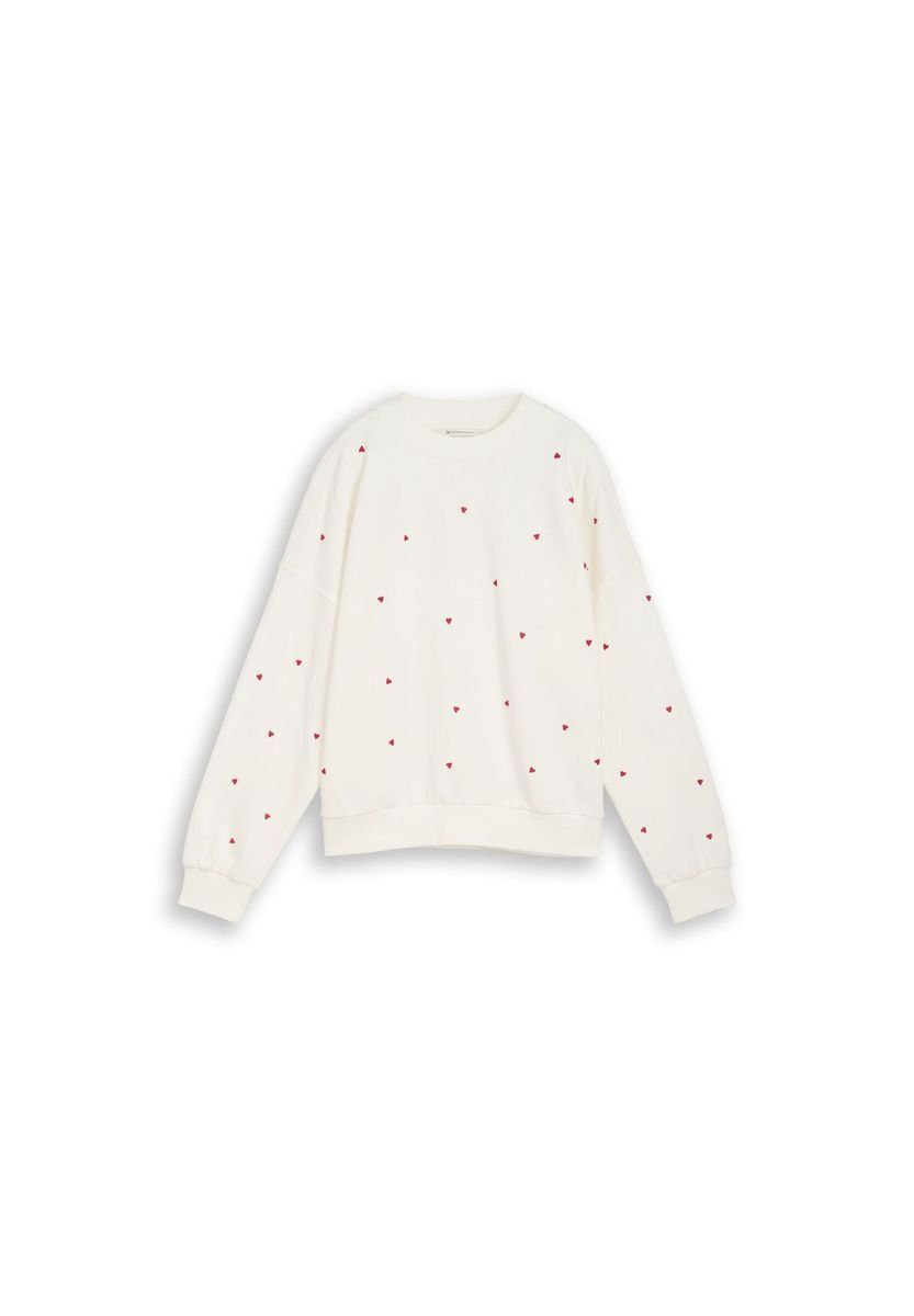 Baumwoll-Sweatshirt mit Herzmuster