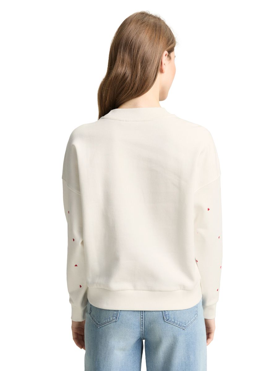 Baumwoll-Sweatshirt mit Herzmuster