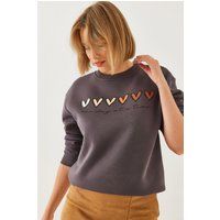 Sweatshirt mit Herzmuster und Schriftzug