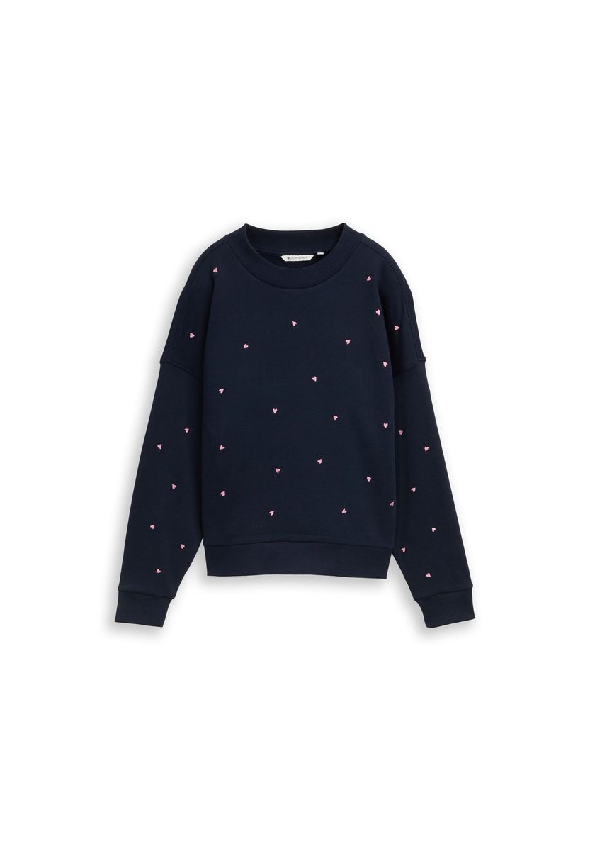 Marineblaues Sweatshirt mit Herzmuster