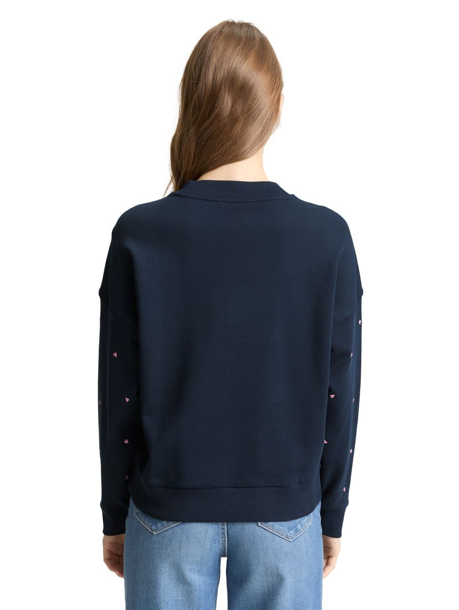 Marineblaues Sweatshirt mit Herzmuster