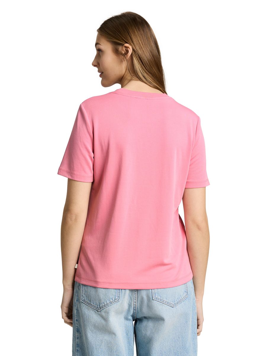 DENIM TOM TAILOR T-Shirt, Rundhals-Ausschnitt, für Damen, pink, XXL