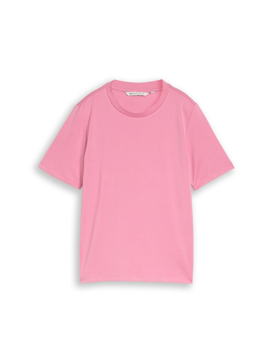 DENIM TOM TAILOR T-Shirt, Rundhals-Ausschnitt, für Damen, pink, XXL