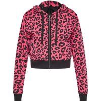 Kurzer Kapuzenpullover mit Leopardenmuster