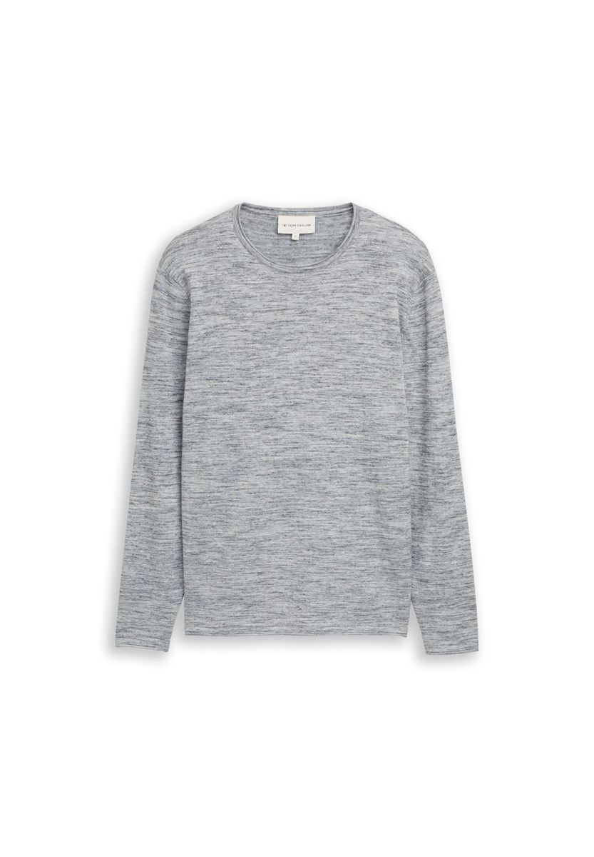 Melierter Langarm Rundhals Pullover