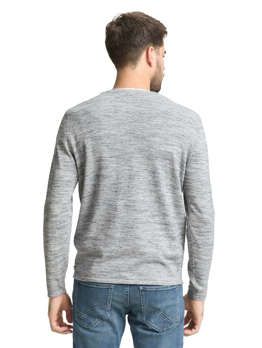 Melierter Langarm Rundhals Pullover