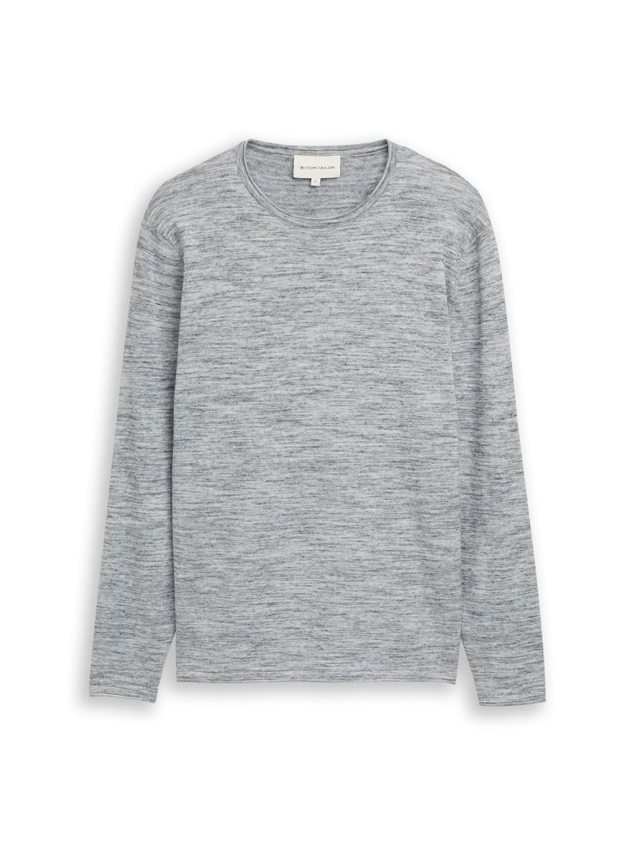 Melierter Langarm Rundhals Pullover