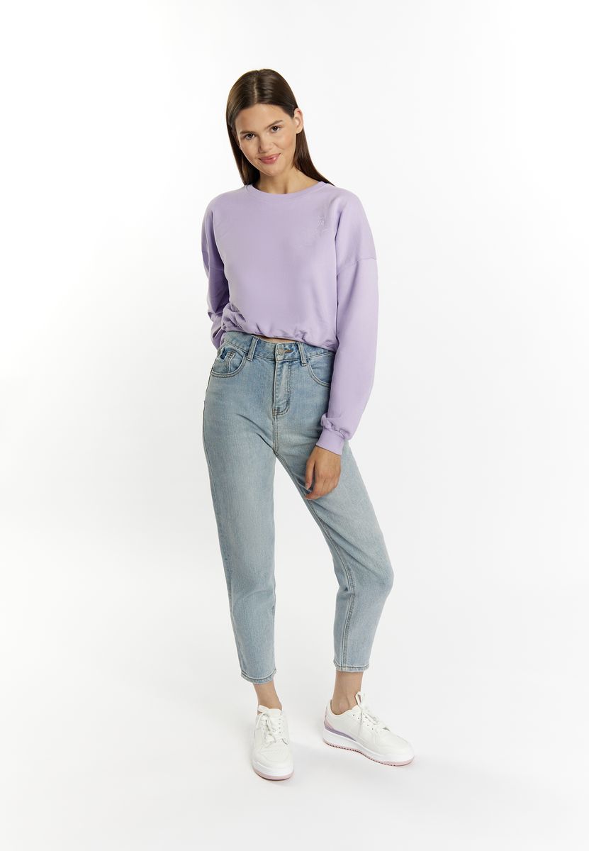 Besticktes verkürztes Baumwoll-Sweatshirt