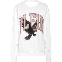 Distressed Sweatshirt mit Strass-Adler-Grafik