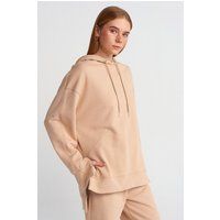 Oversized Baumwoll-Hoodie mit Schlitzen