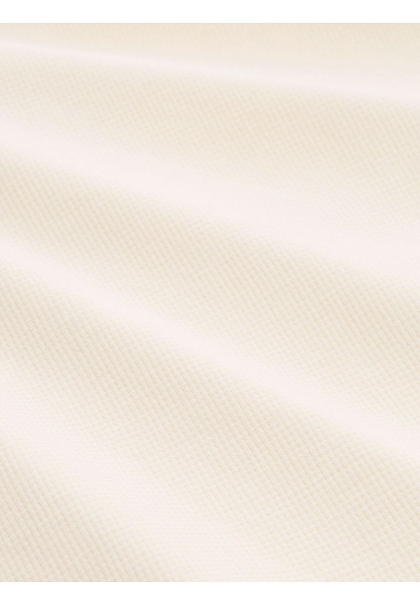 Langärmeliges Waffelstrick-Rundhals-Top