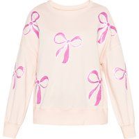 Sweatshirt mit Pailletten und Schleifen