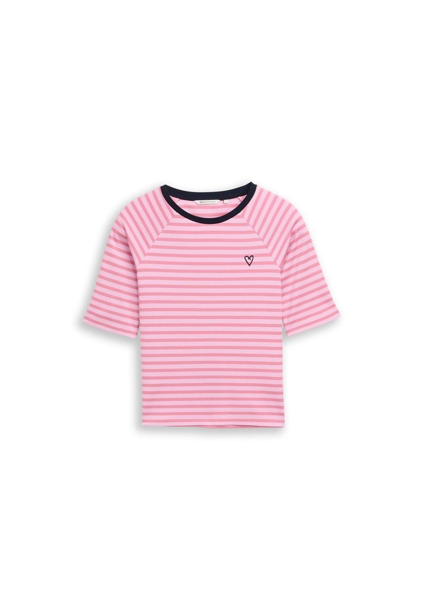 Gestreiftes T-Shirt mit Herzgrafik