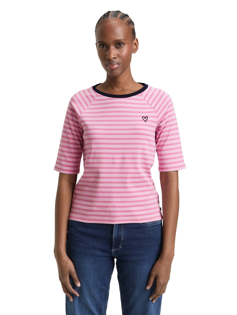 Gestreiftes T-Shirt mit Herzgrafik
