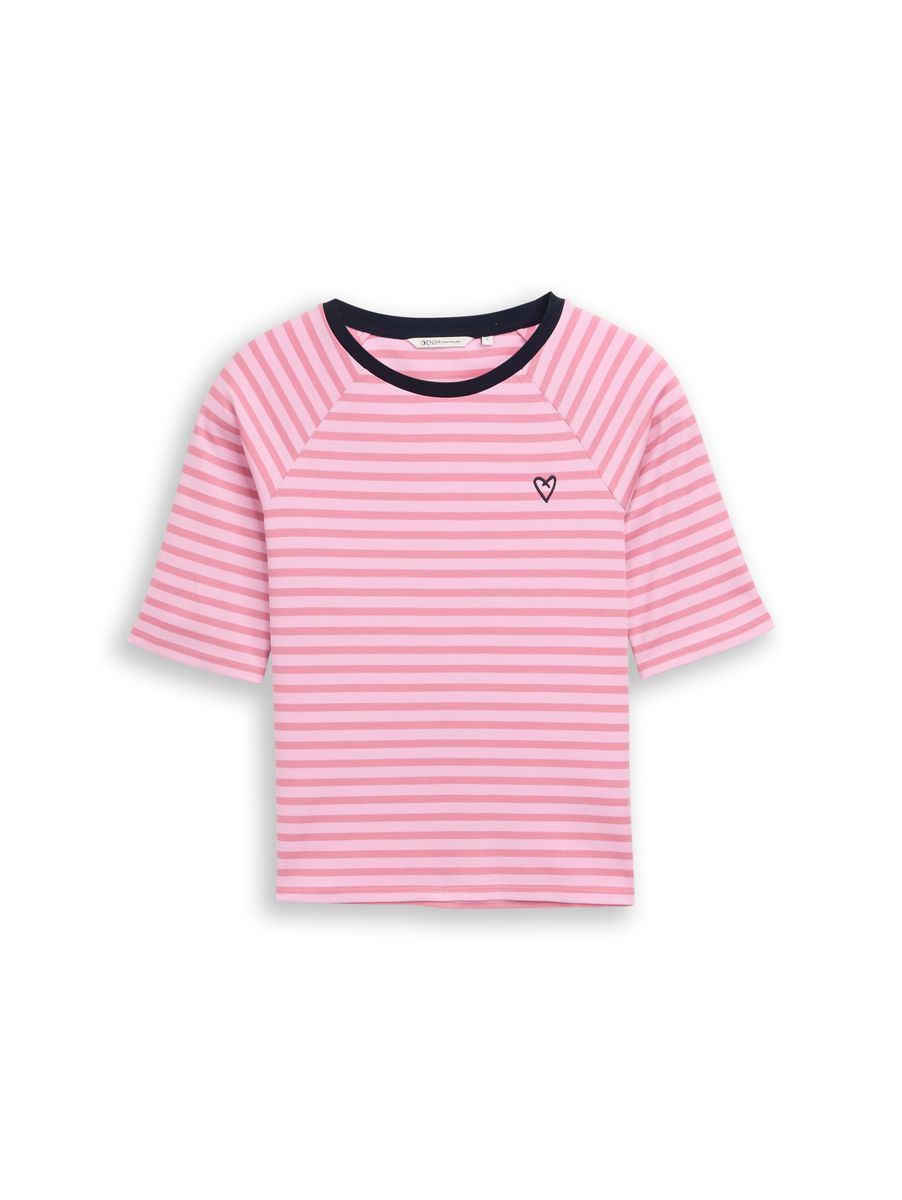 Gestreiftes T-Shirt mit Herzgrafik