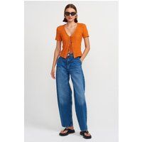 Hochtaillierte Ballon-Jeans aus Baumwoll-Leinen