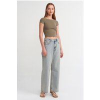 Hochtaillierte Jeans mit weitem Bein