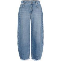 Jeans im Balloon-Fit mit Fransensaum