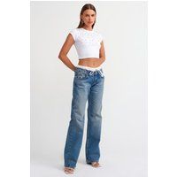 Straight-Leg-Jeans mit Lagen-Bund