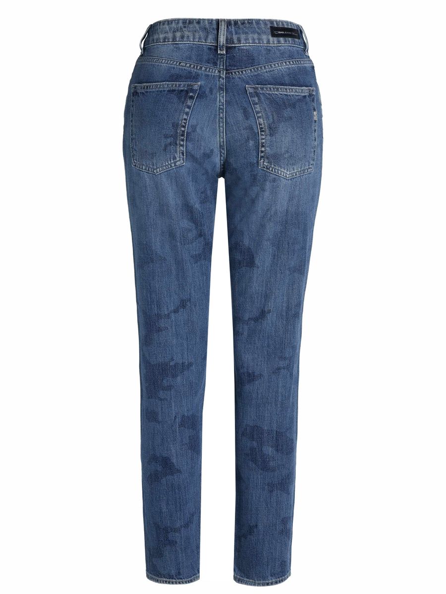 Gerade Distressed-Jeans mit Camo-Patches