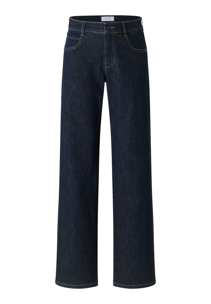 Jeans mit weitem Bein und dunkler Waschung