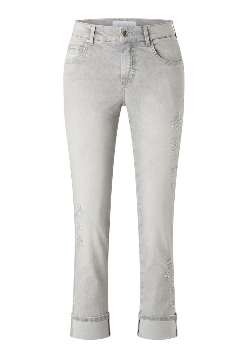 Bestickte Cropped Denim Hosen