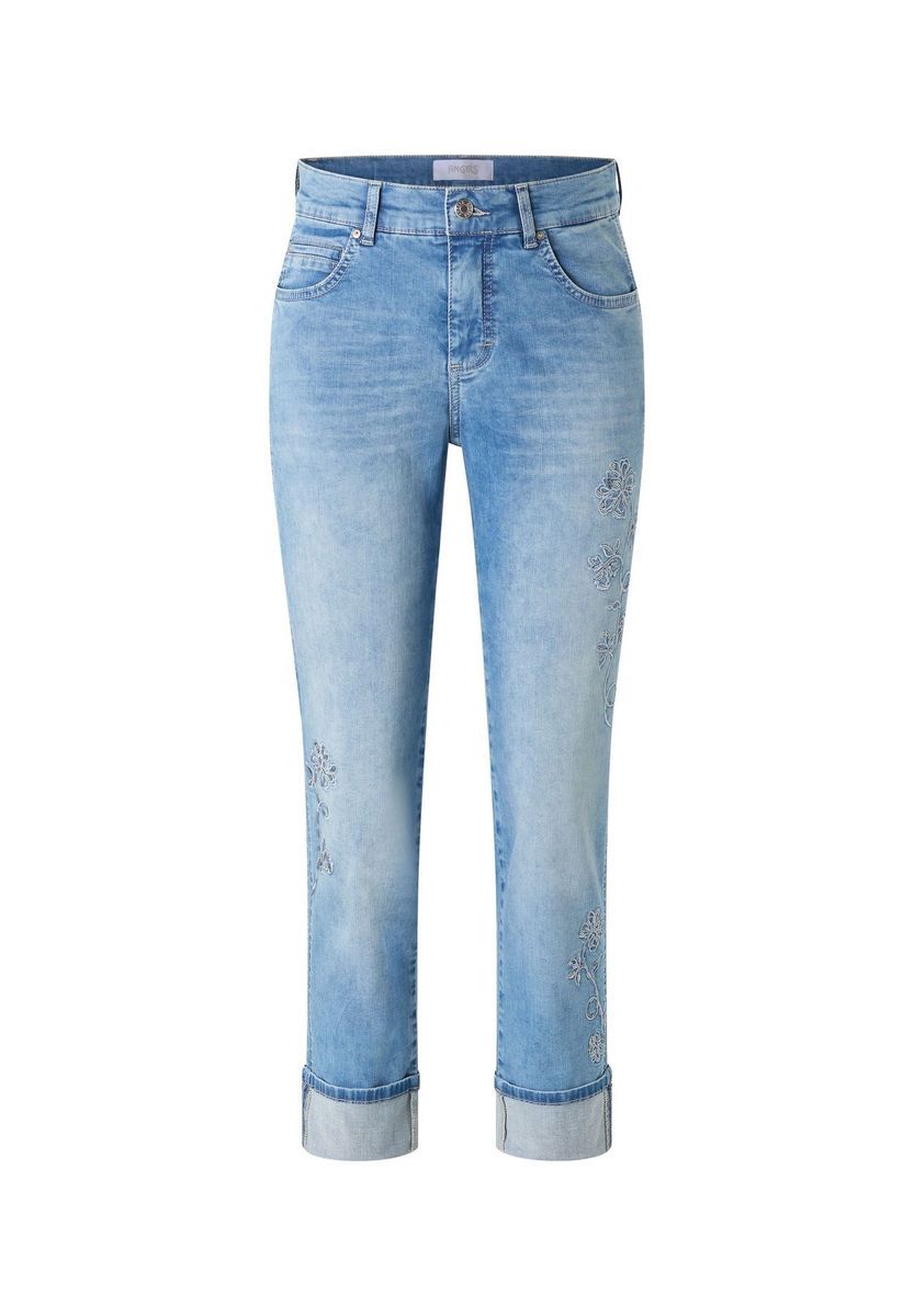 Bestickte Cropped Jeans aus Denim