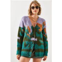 Cardigan mit abstraktem Jacquard-Muster