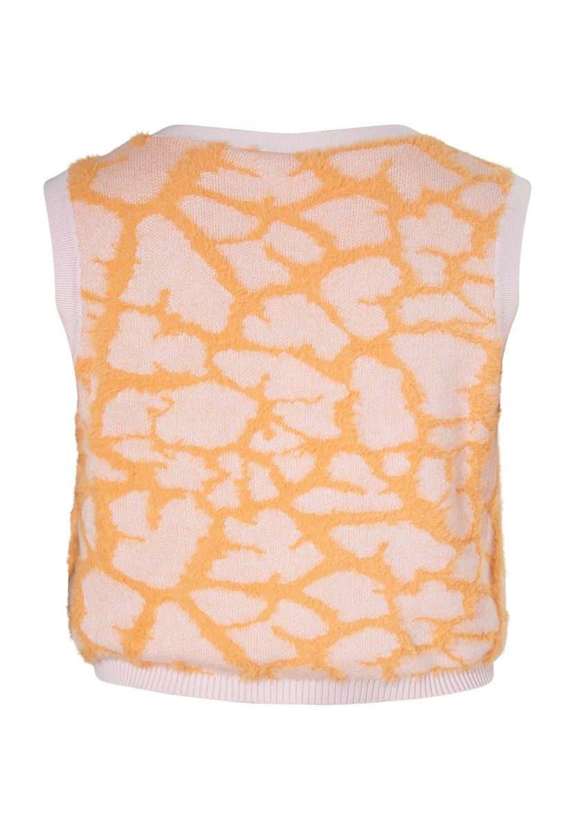 Kurze flauschige Weste mit Giraffenmuster