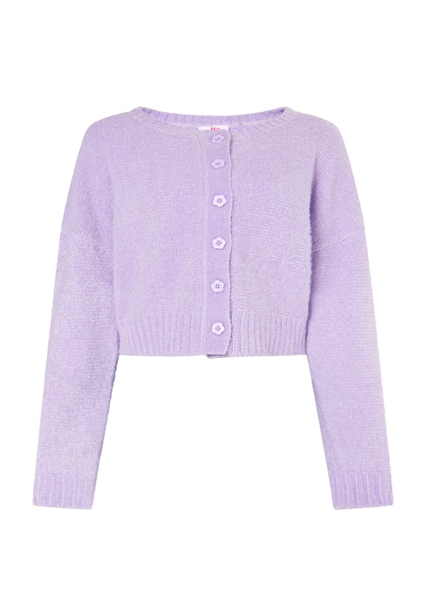 Weicher Cropped-Cardigan mit Blütenknöpfen