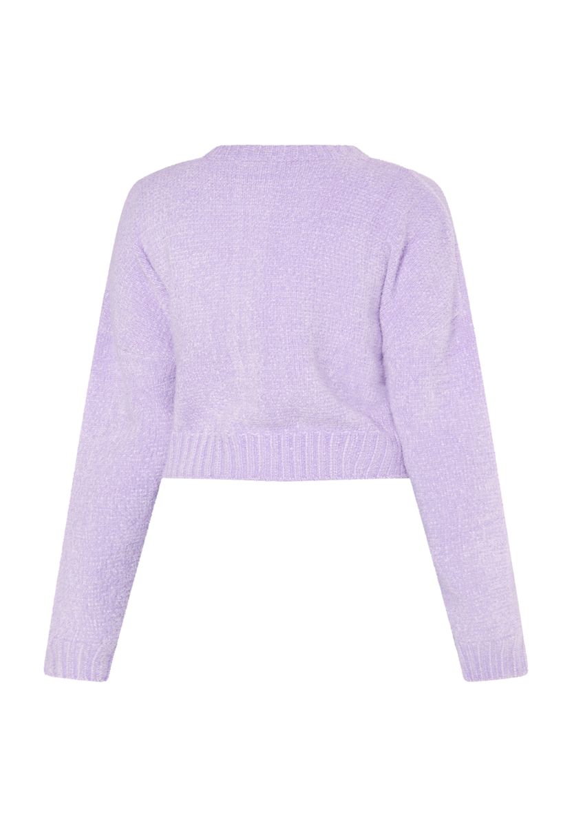 Weicher Cropped-Cardigan mit Blütenknöpfen