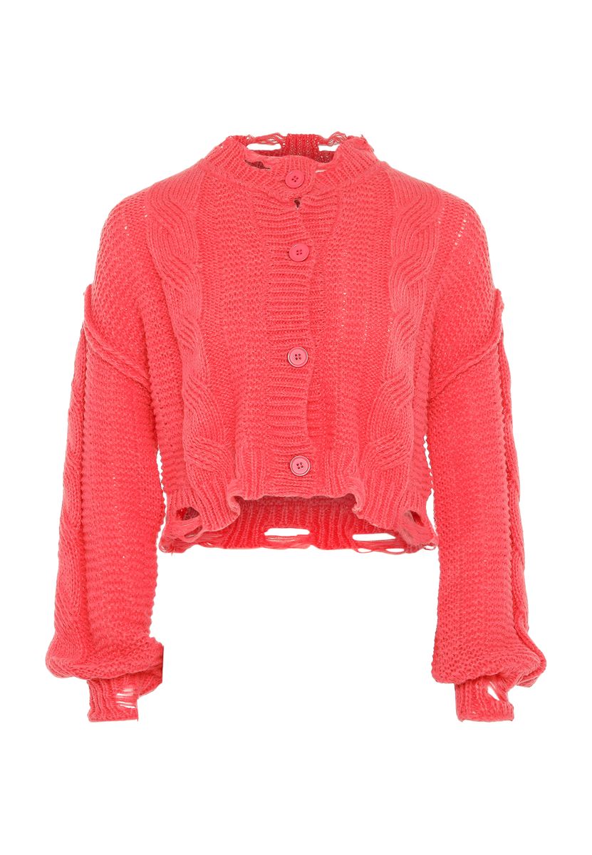 Gekürzte Strickjacke mit Destroyed-Details